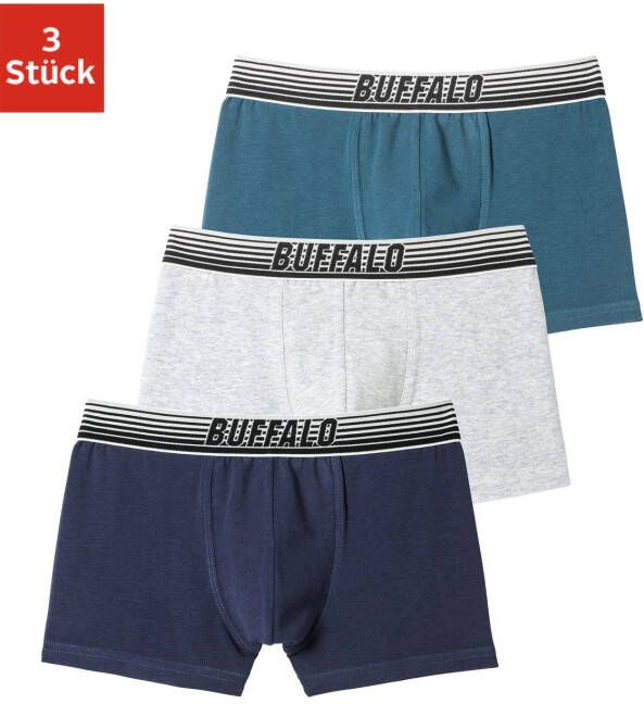 Buffalo Boxershort voor met glans-logo-band (set 3 stuks)