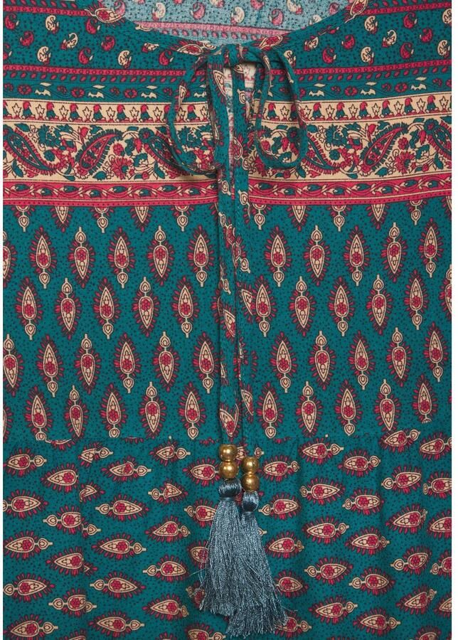 Buffalo Blouse zonder sluiting met etnische print en sierparels boho-stijl blouse met lange mouwen - Foto 4