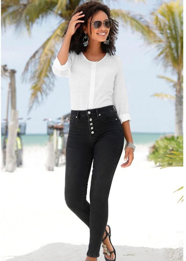 Buffalo Blouse zonder sluiting met knoopsluiting basic blouse met lange mouwen - Foto 3