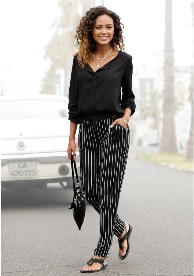 Buffalo Blouse zonder sluiting met knoopsluiting basic blouse met lange mouwen - Foto 4