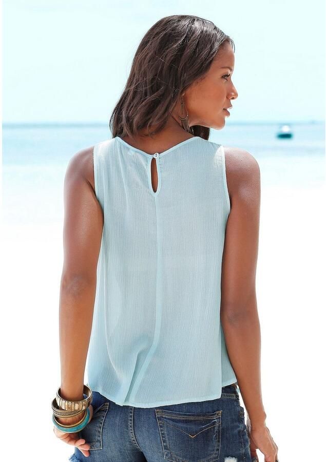 Buffalo Crêpe-blouse met kanten inzetstuk blouse boho stijl - Foto 3