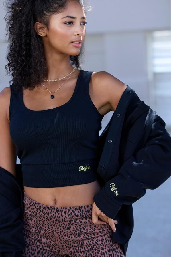 Buffalo Crop-top in ribstructuur met brede band - Foto 3