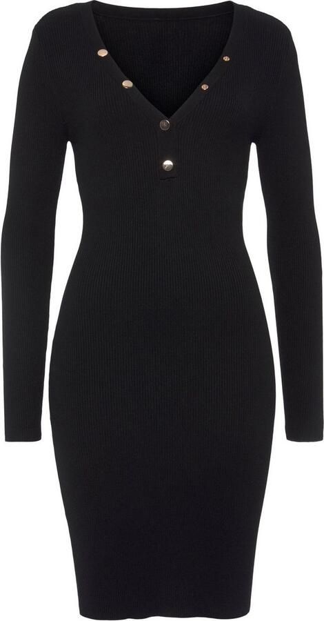 Buffalo Gebreide jurk met v-hals en decoratieve knopen figuuraccentuerend casual-chic - Foto 6