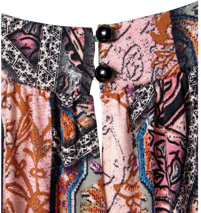 Buffalo Gedessineerde jurk met nauwsluitende rok in all-over print zomerjurk strandjurk