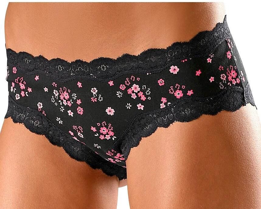 Buffalo Hipster van elastische katoen met florale kant (3 stuks) - Foto 1