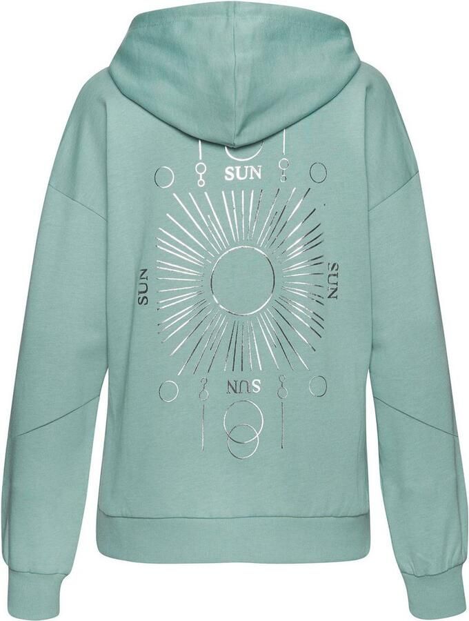 Buffalo Hoodie Capuchon sweatshirt met grote rugprint met glanseffect loungewear