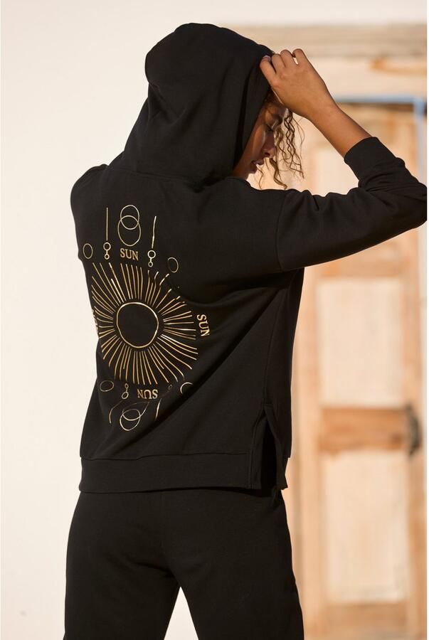 Buffalo Hoodie Capuchon sweatshirt met grote rugprint met glanseffect loungewear - Foto 8