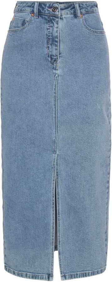 Buffalo Jeans rok in modieuze midi-lengte elastische denimrok met split zomerrok - Foto 5