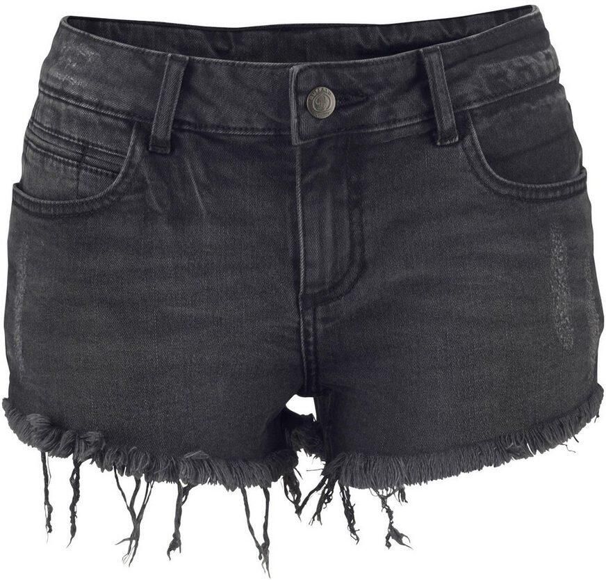 Buffalo Jeanshotpants met franjes aan de zoom shorts van elastisch katoen