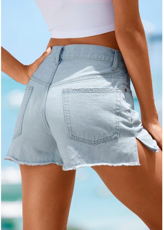 Buffalo Jeansshort met used-effecten zijschuiven korte broek van katoen - Foto 3