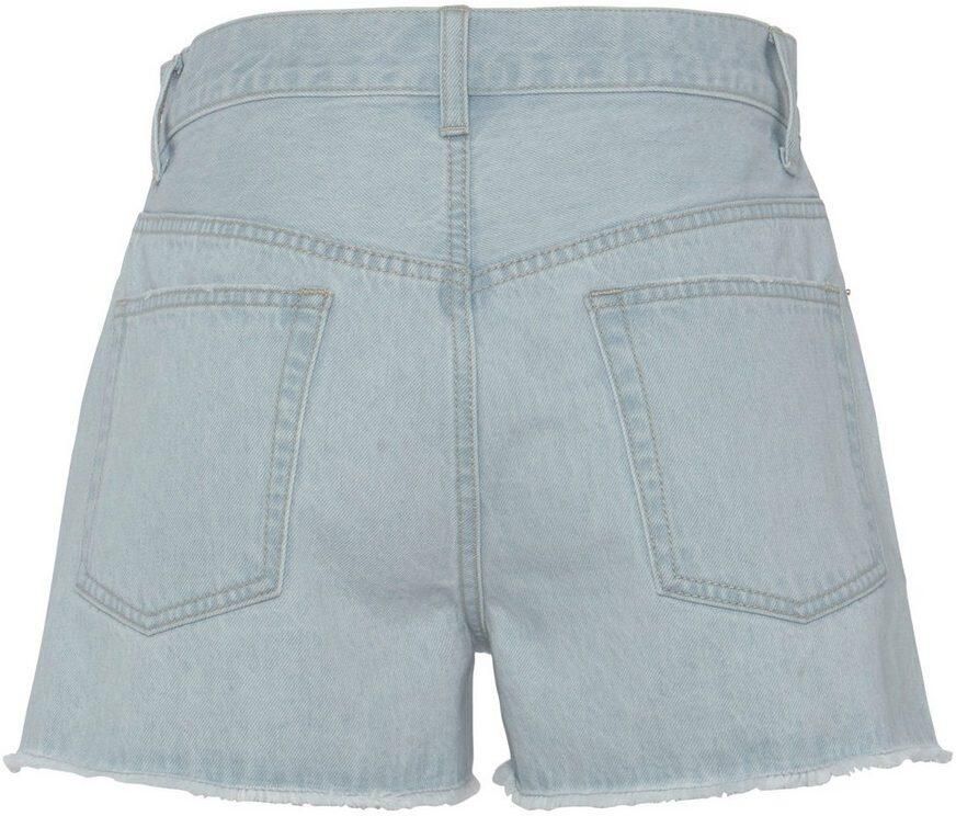 Buffalo Jeansshort met used-effecten zijschuiven korte broek van katoen