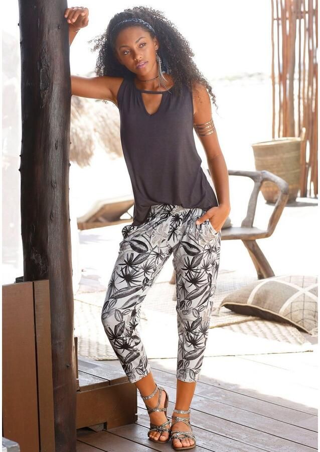 Buffalo Jerseybroek met all-over print en zakken 7 8 broek stoffen broek elastisch - Foto 4