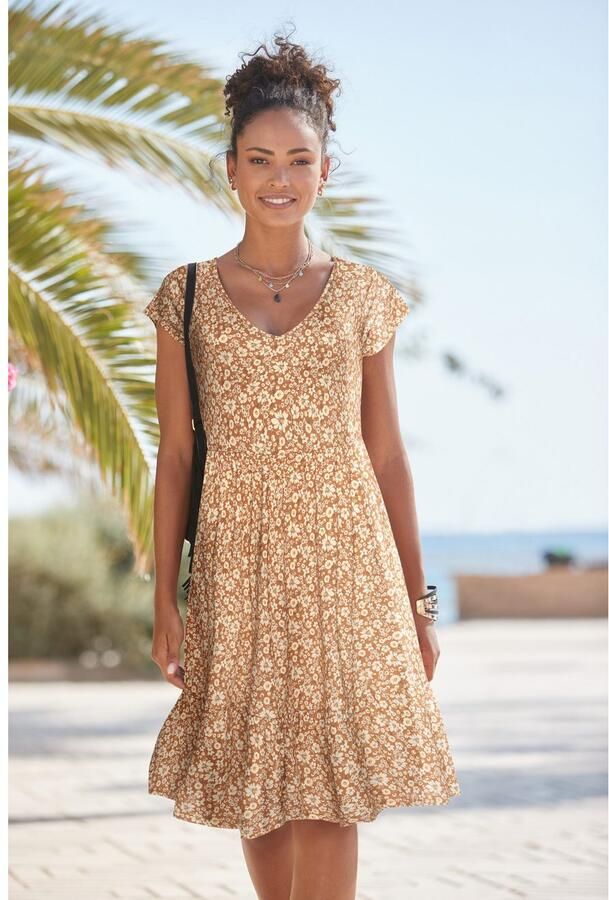 Buffalo Jerseyjurk met bloemenprint en v-hals zomerjurk strandjurk - Foto 5