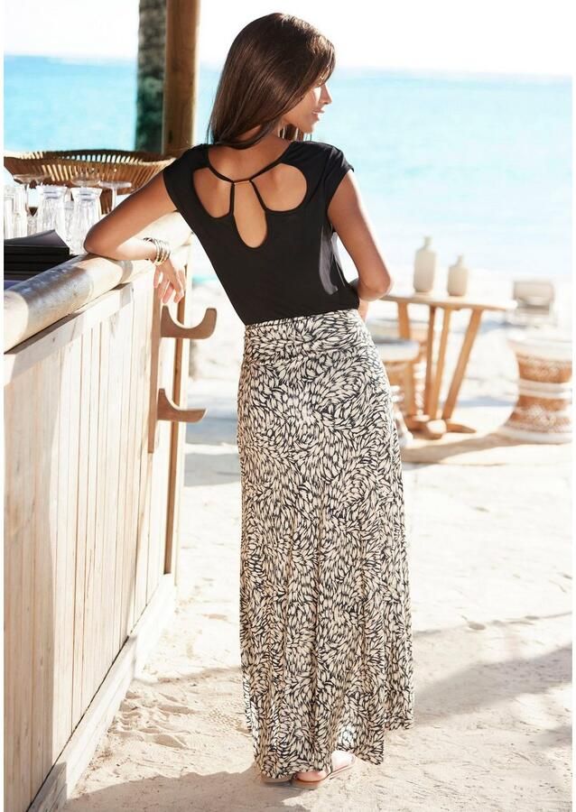 Buffalo Jerseyrok met alloverprint zomerse maxirok in wikkellook