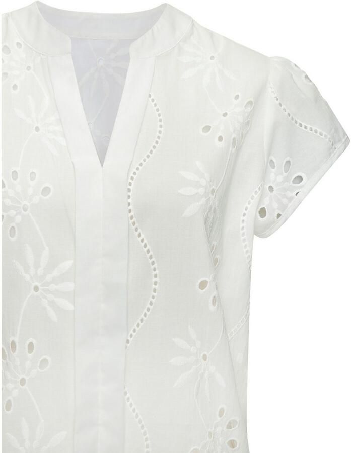 Buffalo Kanten blouse met korte mouwen modieuze ajourborduurwerk