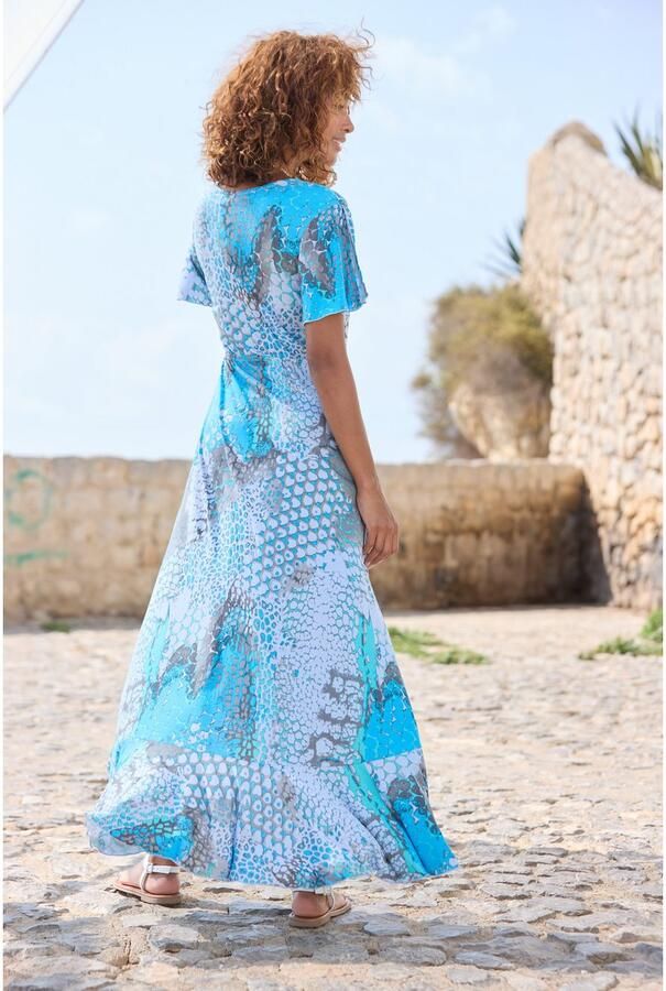 Buffalo Maxi-jurk in vokuhila-snede split en volant vleugel mouwen drukjurk - Foto 5