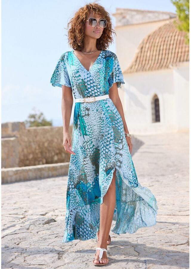 Buffalo Maxi-jurk in vokuhila-snede split en volant vleugel mouwen drukjurk - Foto 3