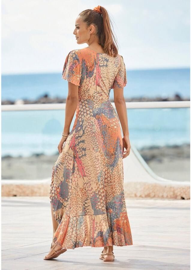 Buffalo Maxi-jurk met animal print split en volants vleermuismouwen jurk met print - Foto 3