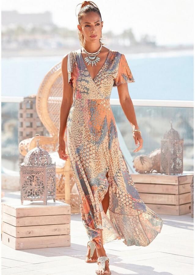 Buffalo Maxi-jurk met animal print split en volants vleermuismouwen jurk met print - Foto 2