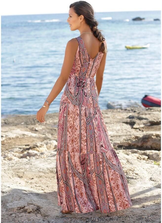 Buffalo Maxi-jurk met modieuze volants en all-over print zomerjurk strandjurk