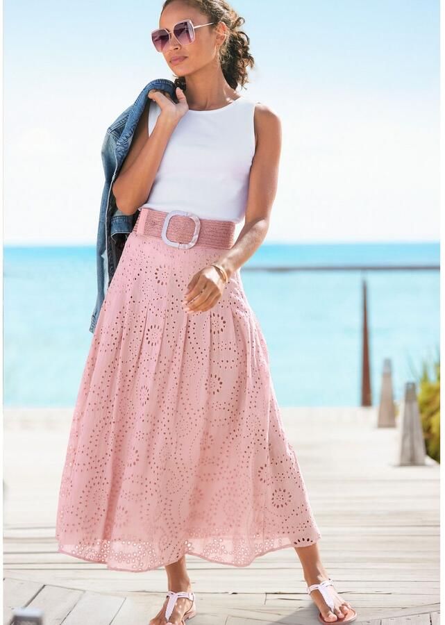 Buffalo Maxirok van kant zomerrok modieus ajourborduursel