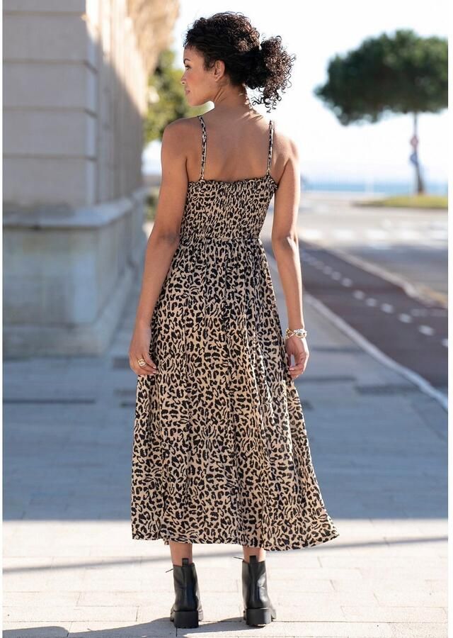 Buffalo Midi-jurk met gesmokte top en animal print leo jurk zomerjurk - Foto 2