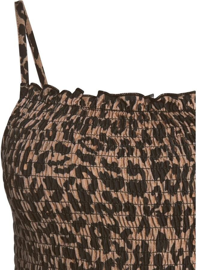 Buffalo Midi-jurk met gesmokte top en animal print leo jurk zomerjurk