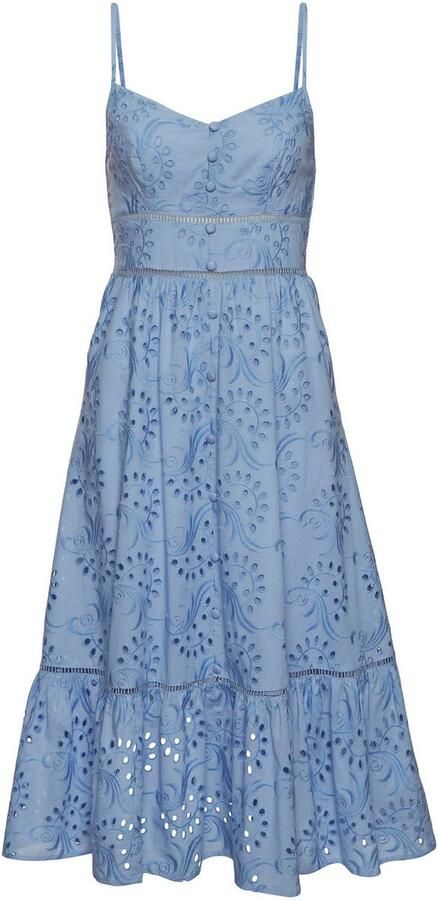 Buffalo Midi-jurk met hoogwaardige gaatjesborduurwerk luchtige zomerjurk van katoen - Foto 5