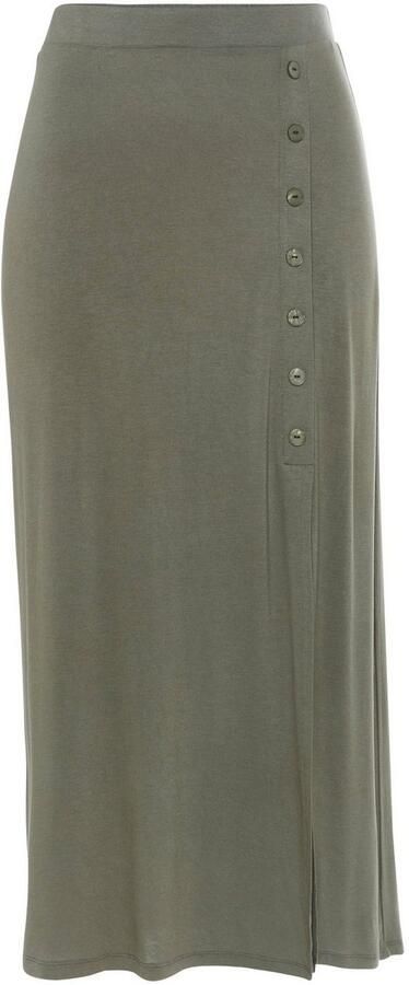 Buffalo Midirok met split en sierknoopsluiting elastische jersey rok strandrok - Foto 4