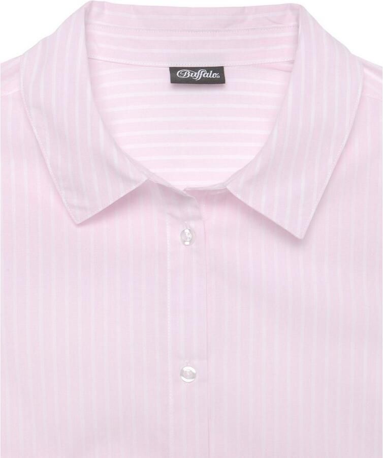 Buffalo Overhemdblouse met strepenpatroon achter langer gesneden klassieke damesblouse