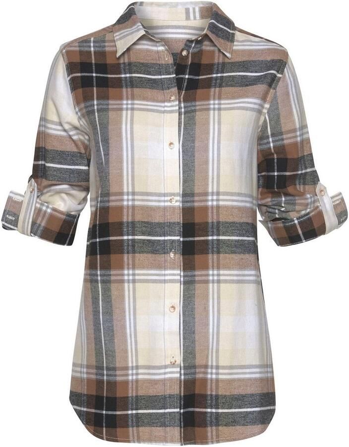 Buffalo Overhemdblouse van zachte flanel met blousekraag flanellen shirt ruitblouse