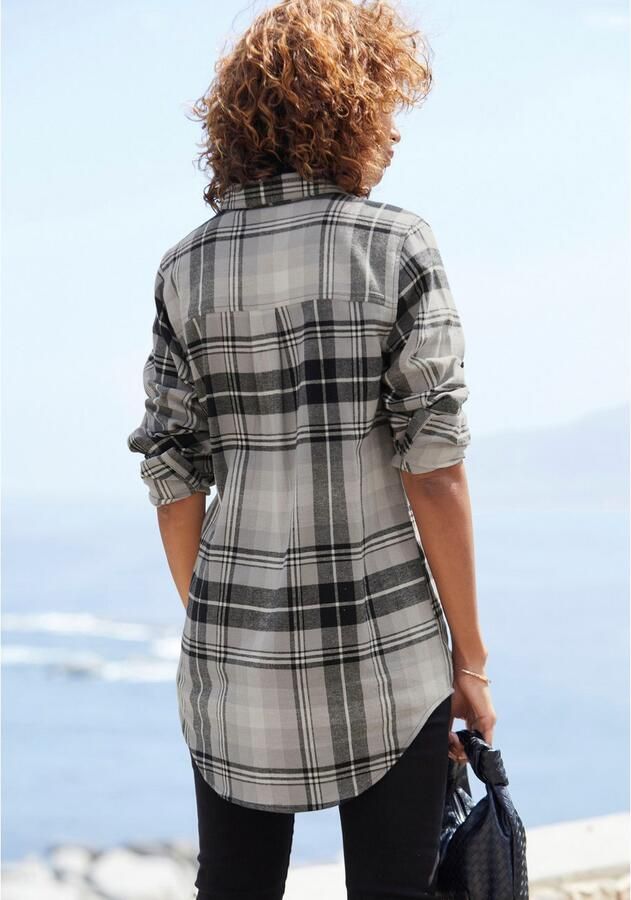 Buffalo Overhemdblouse van zachte flanel met blousekraag flanellen shirt ruitblouse - Foto 3