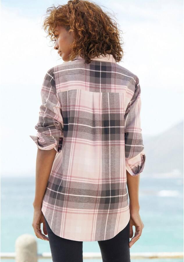 Buffalo Overhemdblouse van zachte flanel met blousekraag flanellen shirt ruitblouse - Foto 3