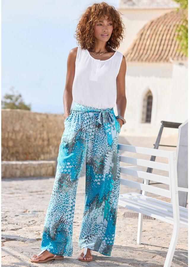 Buffalo Palazzobroek met animal print en elastische tailleband sweatpants stoffen broek - Foto 2