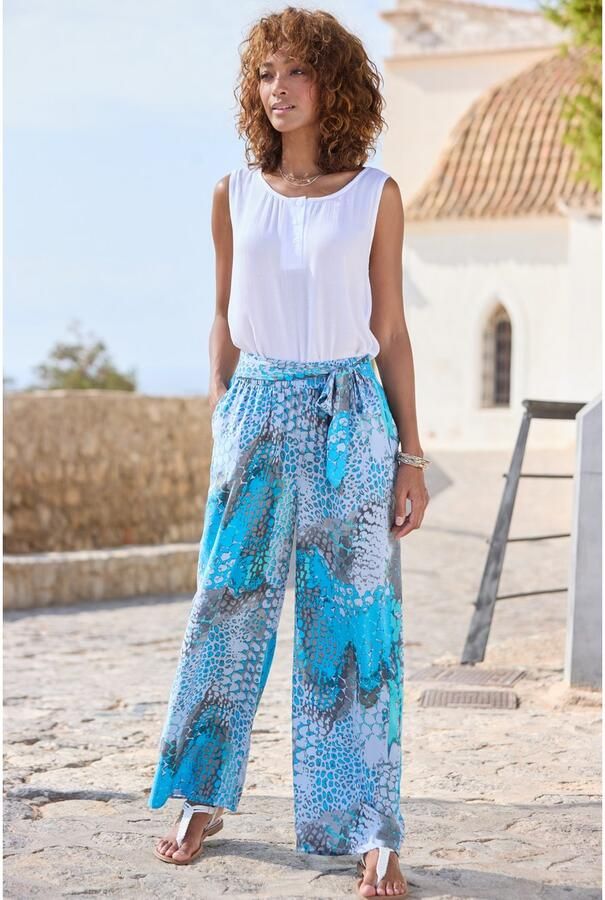 Buffalo Palazzobroek met animal print en elastische tailleband sweatpants stoffen broek - Foto 5