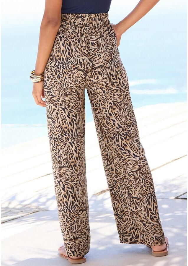 Buffalo Palazzobroek van geweven viscose stofbroek met zakken en riem zomerbroek - Foto 5