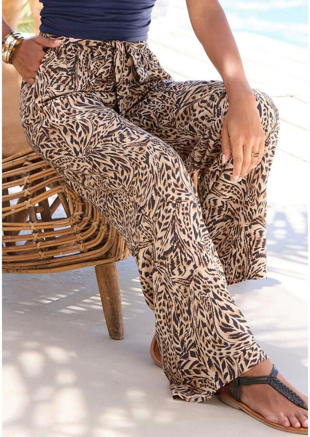 Buffalo Palazzobroek van geweven viscose stofbroek met zakken en riem zomerbroek - Foto 3