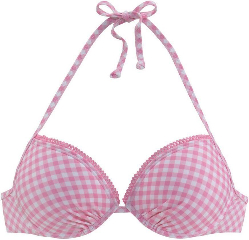 Buffalo Push-upbikinitop Geruit met sierrand