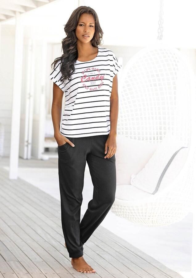 Buffalo Pyjama in streep-look met gekleurde frontprint (2-delig 1 stuk) - Foto 4