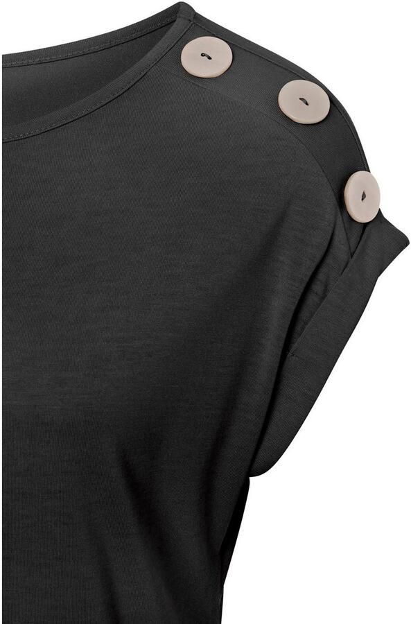 Buffalo Shirt met korte mouwen met decoratieve knopen comfortabel t-shirt van jersey basic - Foto 3