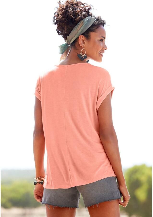 Buffalo Shirt met korte mouwen met decoratieve knopen comfortabel t-shirt van jersey basic - Foto 2