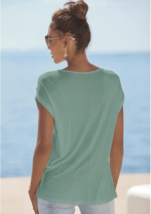 Buffalo Shirt met korte mouwen met decoratieve knopen comfortabel t-shirt van jersey basic - Foto 3