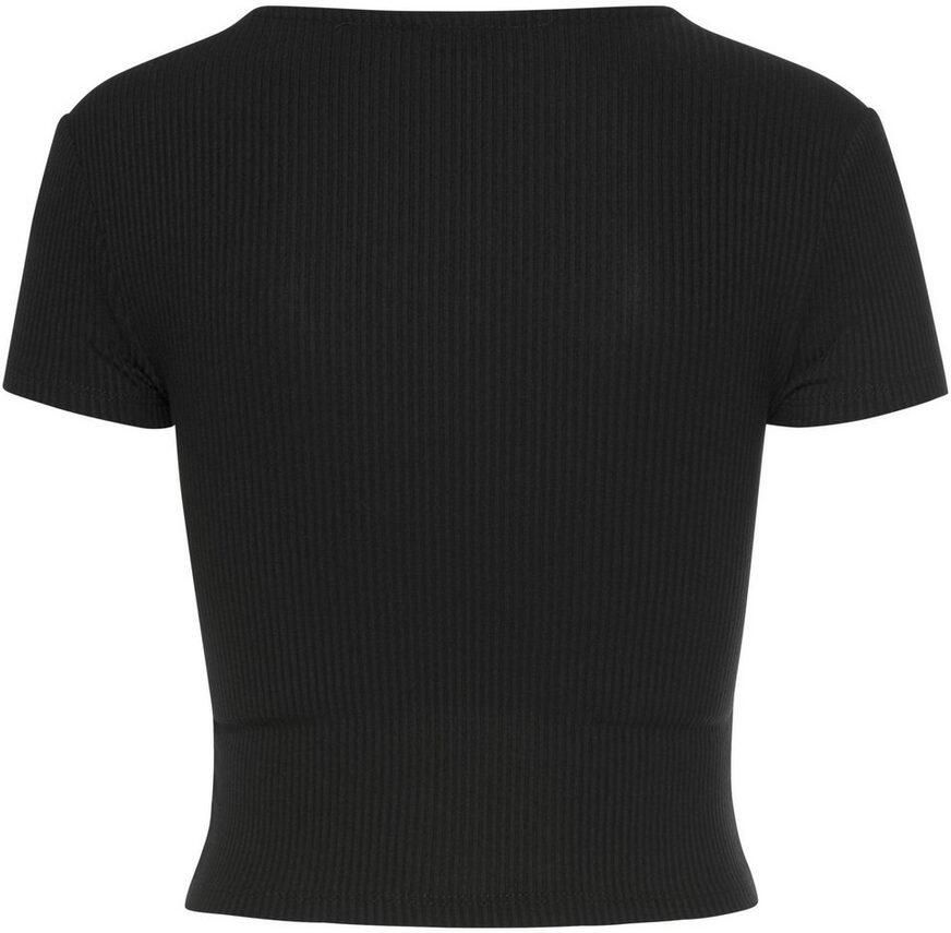 Buffalo Shirt met korte mouwen met wikkellook en v-hals t-shirt nauwsluitend basic