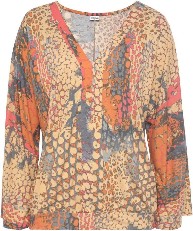 Buffalo Shirt met vleermuismouwen met animalprint losse blouse met v-hals blouseshirt - Foto 2