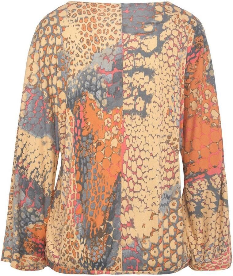 Buffalo Shirt met vleermuismouwen met animalprint losse blouse met v-hals blouseshirt