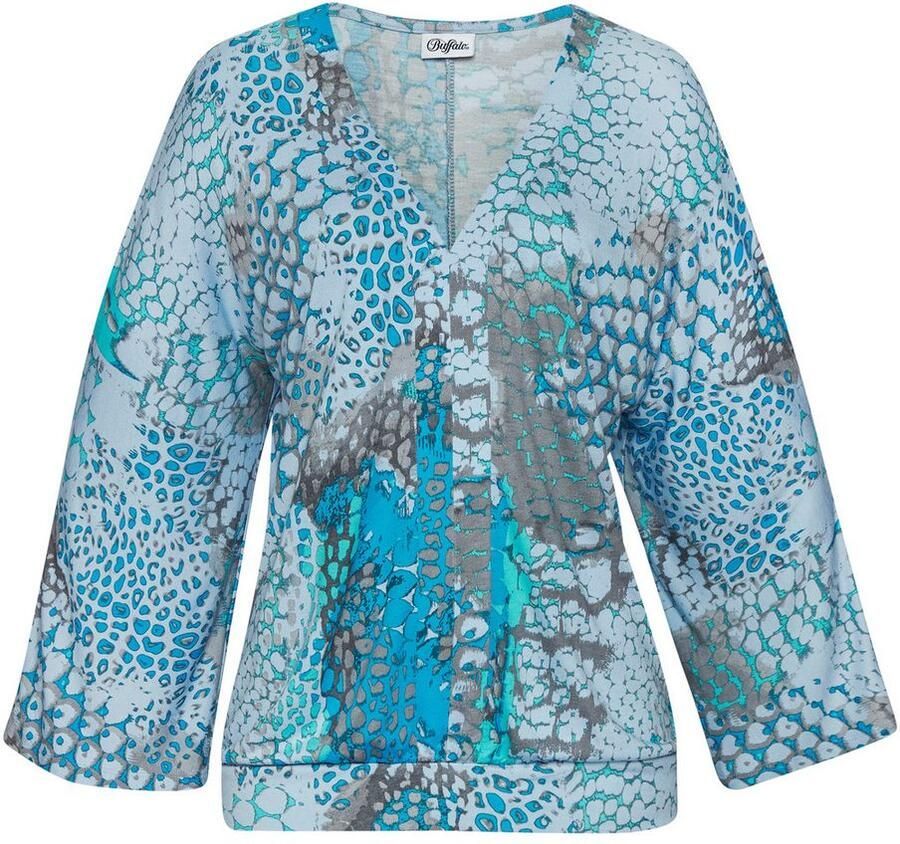 Buffalo Shirt met vleermuismouwen met animalprint losse blouse met v-hals blouseshirt - Foto 2