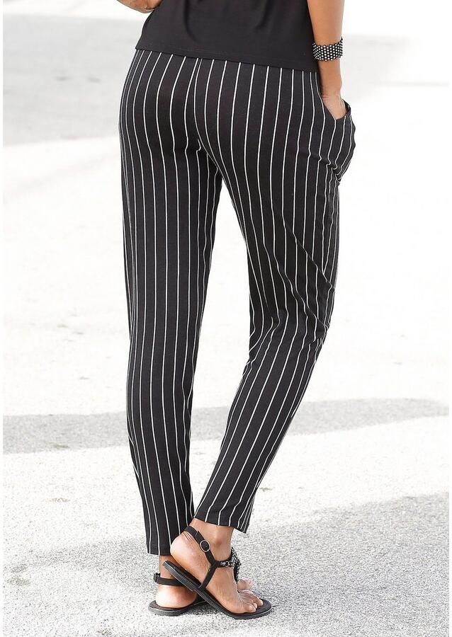 Buffalo Strandbroek met gestreepte print comfortabele instapbroek jersey broek