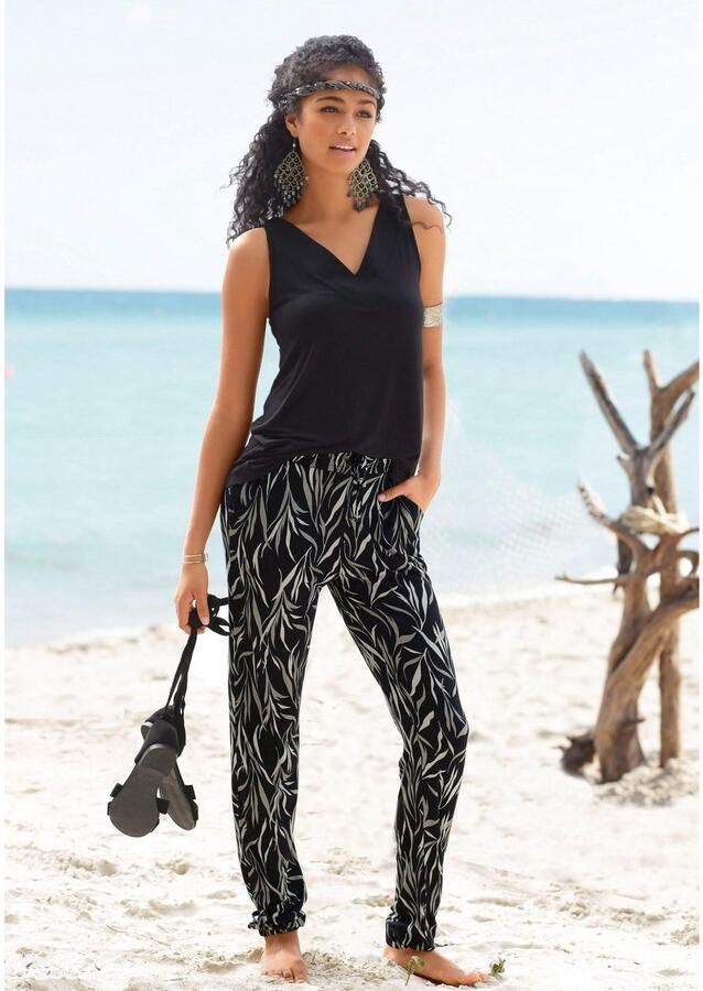 Buffalo Strandbroek van viscose met zakken elastische tailleband jersey broek - Foto 2