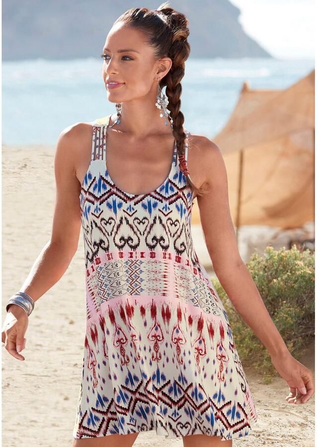 Buffalo Strandjurk met mooie bandjes en etnische print mini jurk zomerjurk