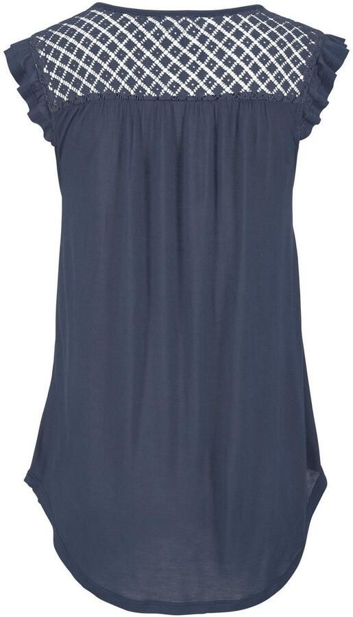 Buffalo Strandshirt met kanten inzet op de rug en ruches shirt met korte mouwen - Foto 6